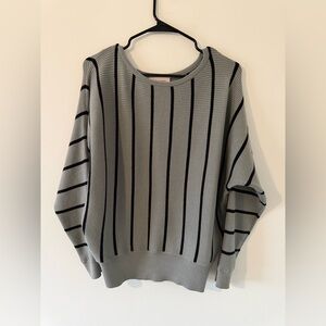 Philosophy Gray Crewneck Sweater with Black Vertical Stripes